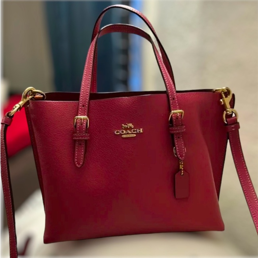 🎁  Red Coach leather Mollie Satchel authentic